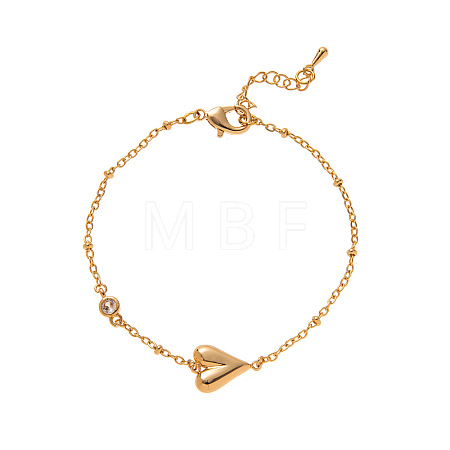 Brass Micro Pave Clear Cubic Zirconia Link Bracelets WGAB5A1-03-1