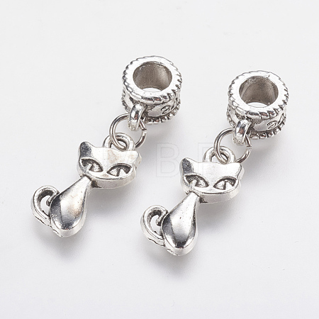 Tibetan Style Alloy Kitten European Dangle Charms PALLOY-F202-16AS-1