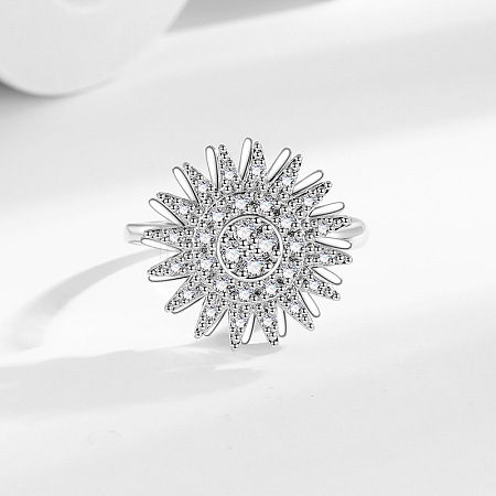 Daisy Rotatable Open Cuff Rings for Women RJEW-S402-05P-1