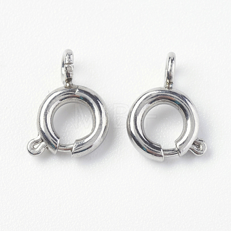 Tarnish Resistant 304 Stainless Steel Smooth Surface Spring Ring Clasps X-STAS-E143-01P-1