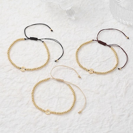 3Pcs Brass Round Beads Braided Bead Bracelets BJEW-JB12888-1