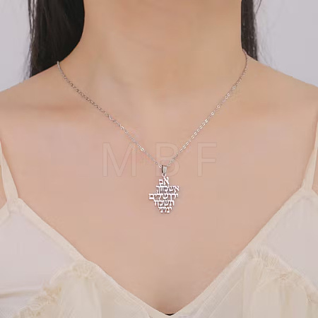 304 Stainless Steel Religion Letter Pendant Necklaces FS-WGB6D0C-01-1