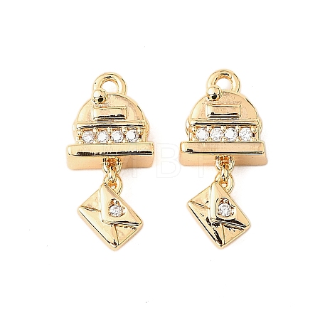 Brass Micro Pave Cubic Zirconia Pendants KK-K351-65G-1