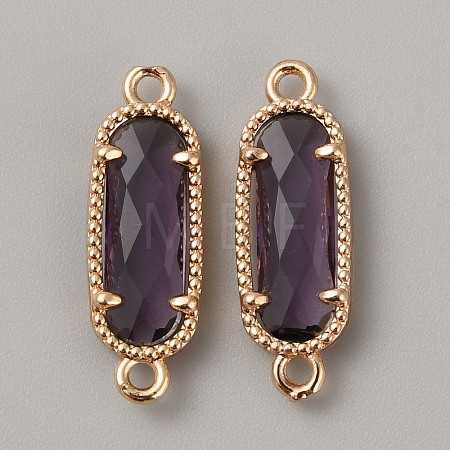 Golden Plated Brass Pave Glass Connector Charms LS-FIND-WH0110-728G-08-1