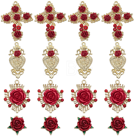 24Pcs 4 Styles Alloy Rhinestone Pendants FIND-SC0005-71-1