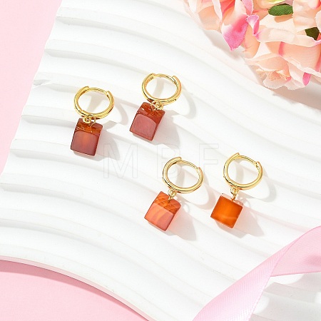 Natural Banded Agate(Dyed & Heated) Hoop Earrings EJEW-JE07031-1