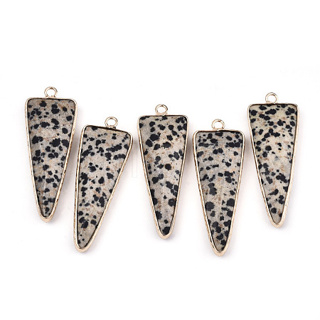Natural Dalmatian Jasper Pointed Pendants G-N326-56C-1
