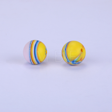 Printed Round Silicone Focal Beads SI-JX0056A-214-1