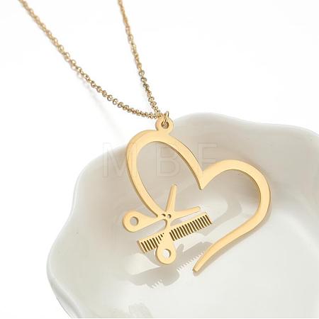 304 Stainless Steel Hollow Pendant Cable Chain Necklaces for Women WGAEFC1-06-1