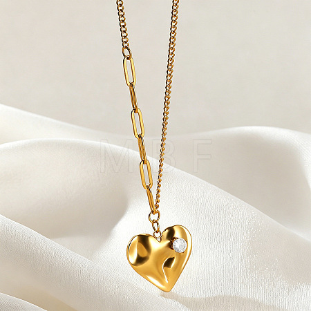 304 Stainless Steel Pave Clear Cubic Zirconia Pendant Necklaces WG5E316-05-1