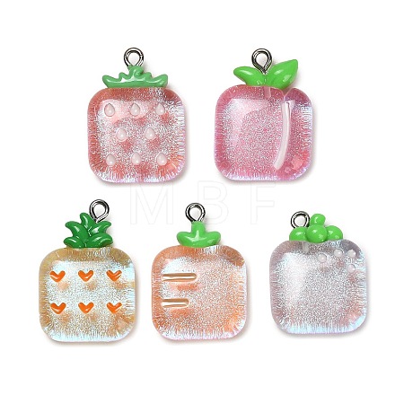 Fruit Theme Transparent Resin Pendants RESI-B047-08-1