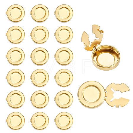 20Pcs Flat Round Brass Button Covers Settings BUTT-ME0001-48E-1