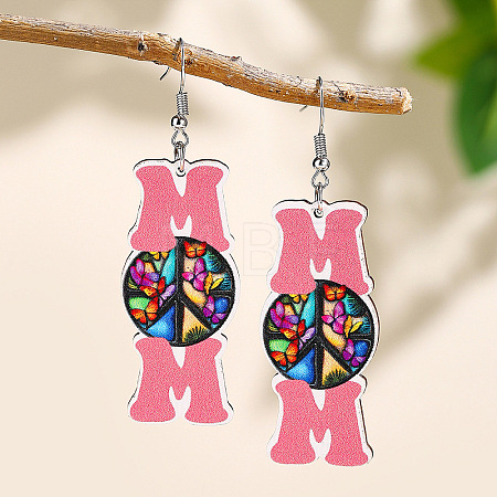 Mother's Day Wood Dangle Earrings FS-WG7FF6E-06-1
