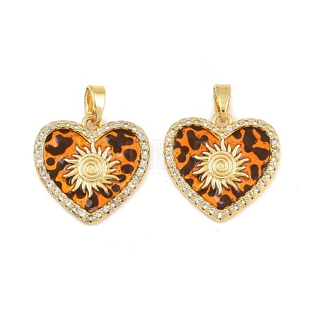 Brass Micro Pave Clear Cubic Zirconia Pendants CU-CBA415D-11G-03-1
