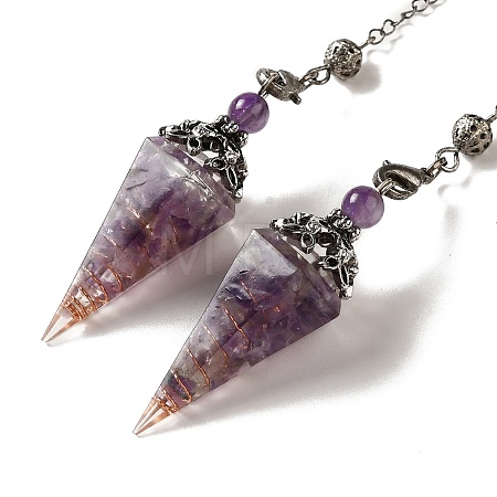 Natural Amethyst Dowsing Pendulum Big Pendants G-H285-02P-03-1