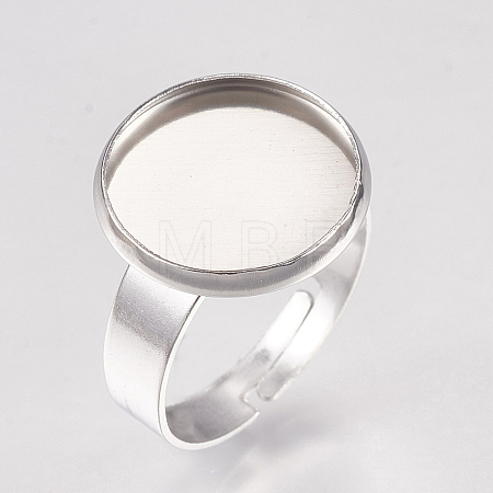 Tarnish Resistant 304 Stainless Steel Pad Ring Settings STAS-G173-19P-14mm-1