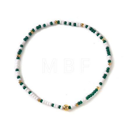 St. Patrick's Day Brass & Glass Seed Bead Stretch Bracelets for Women MR9061-2-1