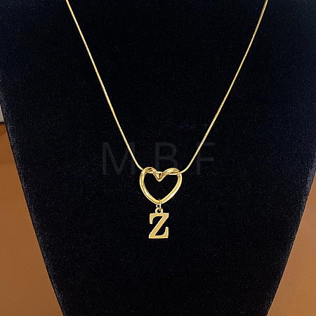 304 Stainless Steel Heart with Initial Pendant Necklaces for Women FS-WG4DC9E-26-1