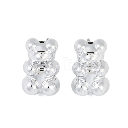 Bear CCB Plastic Stud Earrings for Women EJEW-Q382-04B-P-1