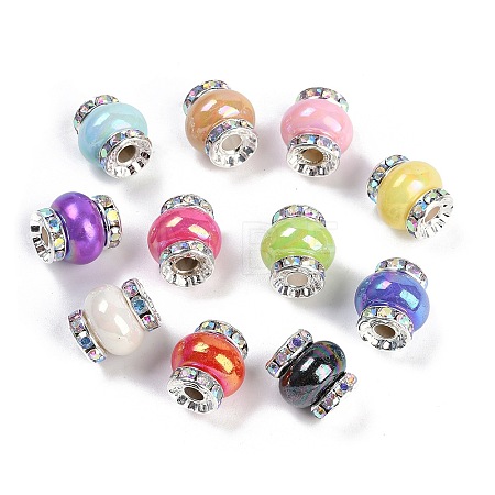 Resin Beads with Brass Rhinestone Rondelle KK-H490-05P-1
