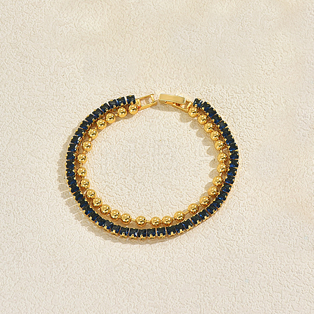 Elegant Brass Micro Pave Cubic Zirconia Tennis Bracelets DE3220-7-1