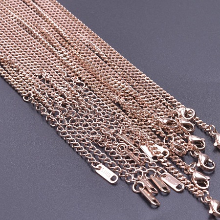 304 Stainless Steel 3mm Curb Chain Necklaces OT4459-3-1