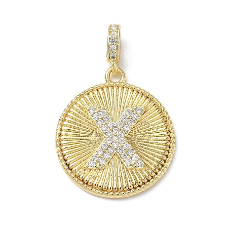 Brass Micro Pave Clear Cubic Zirconia Pendants KK-L253-17G-X-1