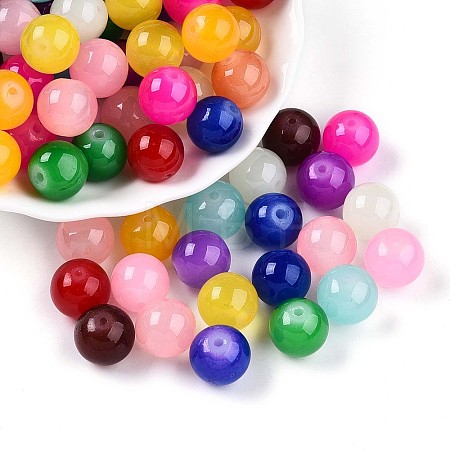 Baking Paint Imitation Jade Glass Beads DGLA-Q021-12mm-M-1