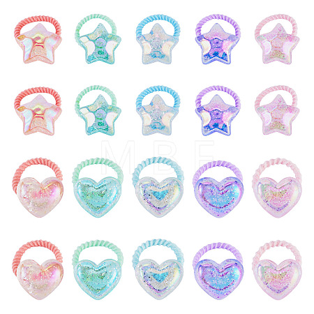 20Pcs 20 Colors Polyester & Plastic Girls Hair Accessories OHAR-TA0001-18-1