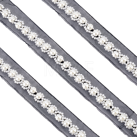 2Yards Netting Fabric Beaded Trim Ribbon OCOR-ME0001-64A-02-1