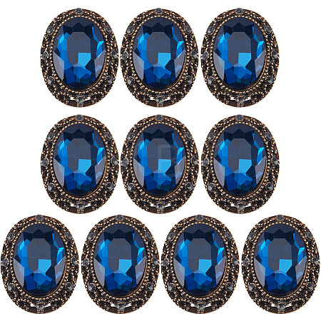 10Pcs 1-Hole Alloy Rhinestone Shank Buttons BUTT-GF0003-52B-1