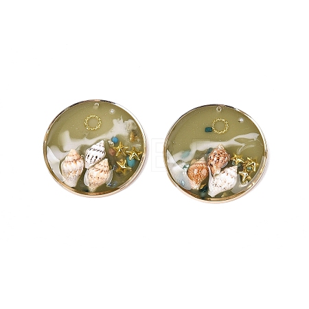 Brass & Epoxy Resin Pendants KK-Q082-04KCG-02-1