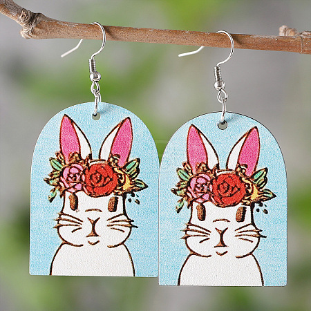 Easter Wood Dangle Earrings FS-WGE0D87-03-1