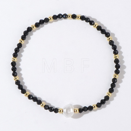 Natural Obsidian Beaded Stretch Bracelets for Women BG9690-15-1