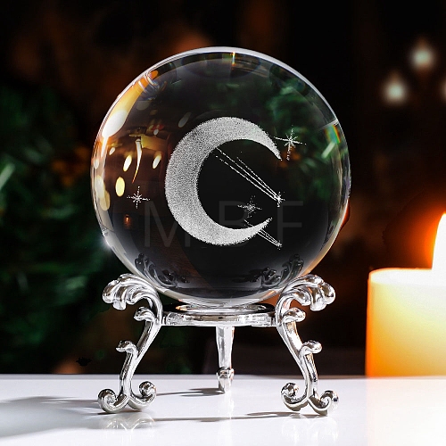 Inner Carving Moon Glass Crystal Ball Diaplay Decoration PW-WG2FBC7-01-1