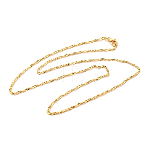 1.5mm Rack Plating Brass Singapore Chain Necklaces for Women Men MAK-L044-22G-1