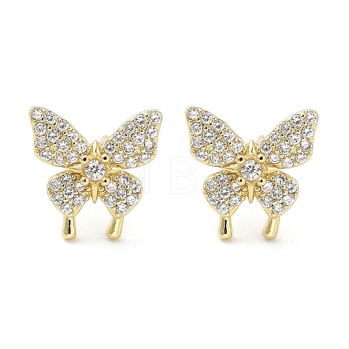 Rack Plating Brass Micro Pave Clear Cubic Zirconia Stud Earrings for Women EJEW-M260-13G-B-1