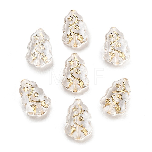 Metal Enlaced Transparent Acrylic Beads MACR-M045-09-1