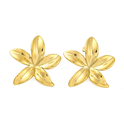 Ion Plating(IP) 304 Stainless Steel Flower Stud Earrings EJEW-D281-11G-1