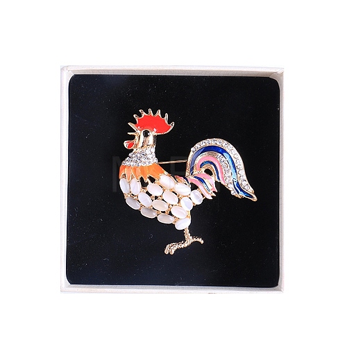 Rooster with Cat Eye Pins PW-WG79535-01-1