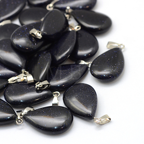 Teardrop Synthetic Blue Goldstone Pendants G-Q368-05-1