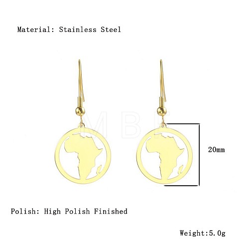 African Map Shape Dangle Earrings DG1061-3-1