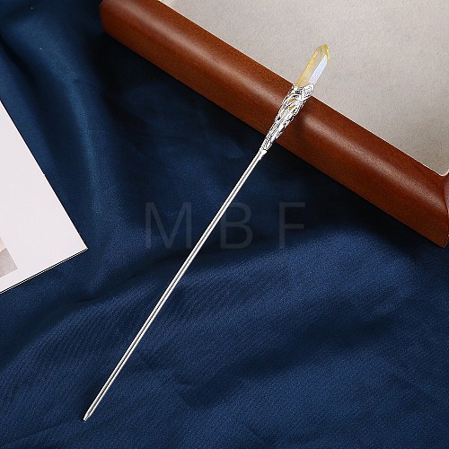 Electroplated Natural Quartz Crystal Hair Sticks PW-WG9F495-14-1