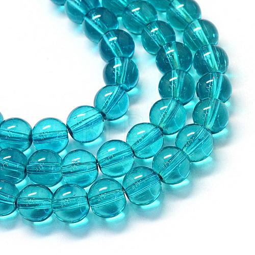 Baking Painted Transparent Glass Round Bead Strands DGLA-Q022-6mm-03-1