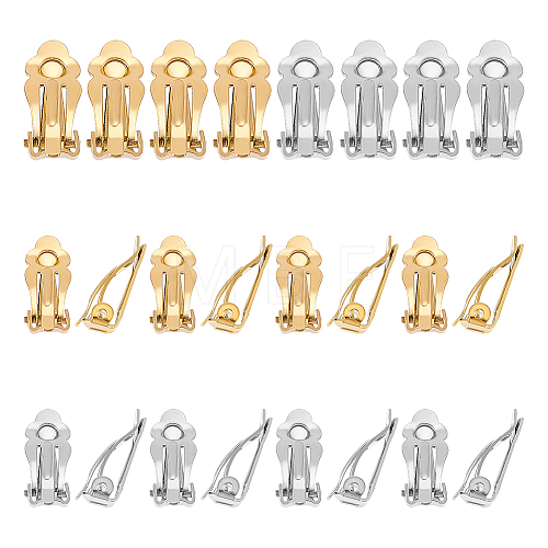 Unicraftale 24Pcs 2 Color 304 Stainless Steel Clip-on Earring Findings STAS-UN0044-08-1