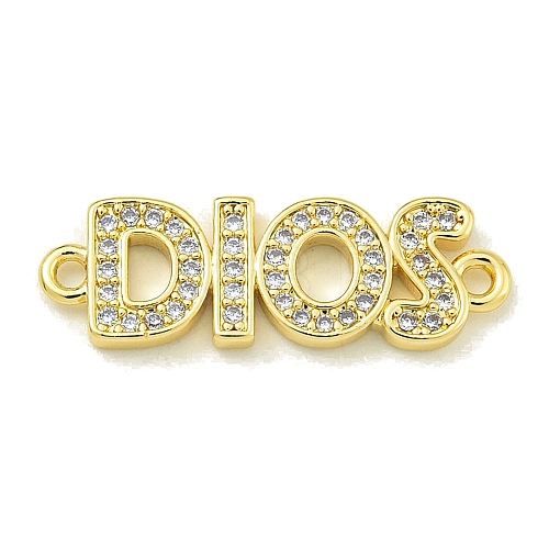 Rack Plating Brass Pave Clear Cubic Zirconia DIOS Links X-KK-U029-17G-1