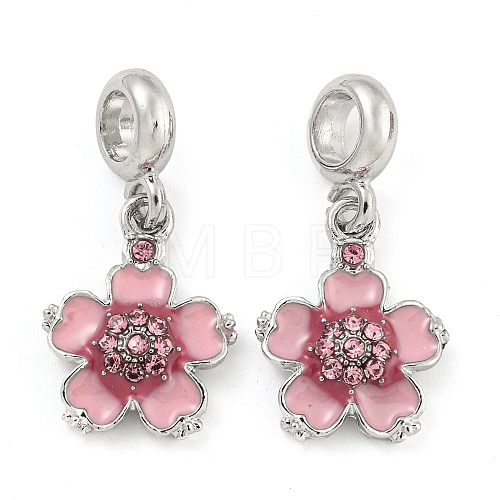 Rack Plating Alloy Enamel Peach Blossom Flower European Dangle Charms FIND-B034-13P-1