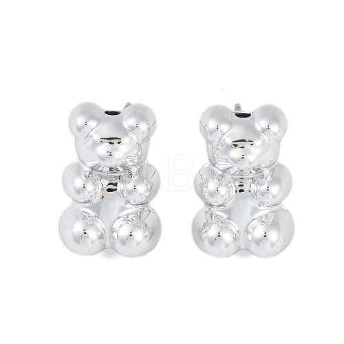 Bear CCB Plastic Stud Earrings for Women EJEW-Q382-04B-P-1