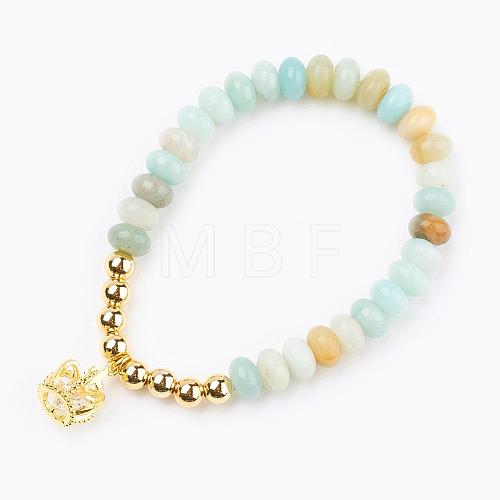 Natural Amazonite Beads Charm Bracelets BJEW-JB03378-02-1