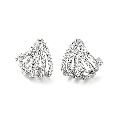 Rack Plating Brass Micro Pave Clear Cubic Zirconia Stud Earrings for Women EJEW-M260-19P-1